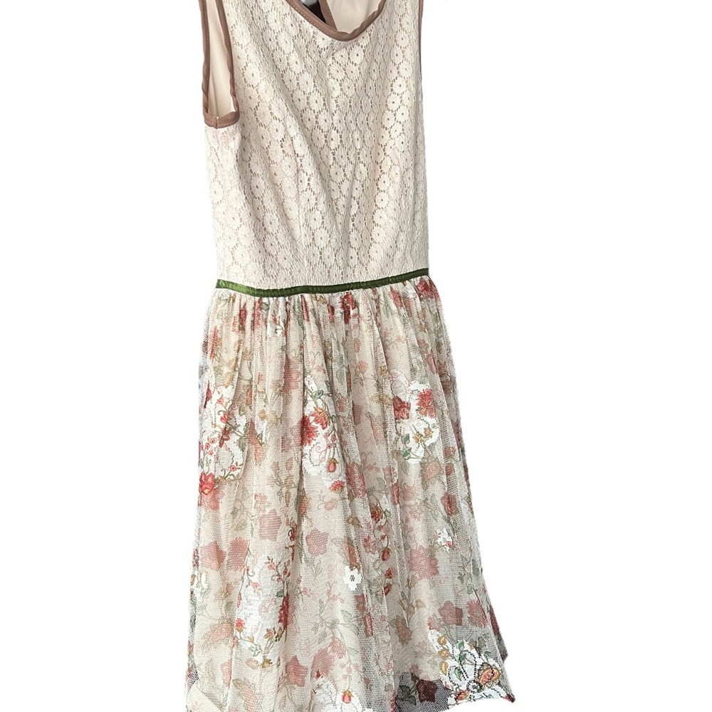 Mystic Tie Backnit Lace Skirt Dress Cottagecore Fairy Sz M Zipper on Side. - Picture 3 of 13